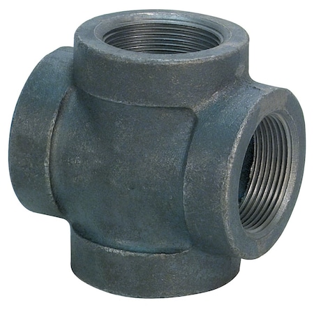 Usa Industrials Cross Black-Coated Malleable Iron Pipe Fittings, 1/2" Pipe, Malleable Iron (Black-Coated) ZUSA-PF-16187